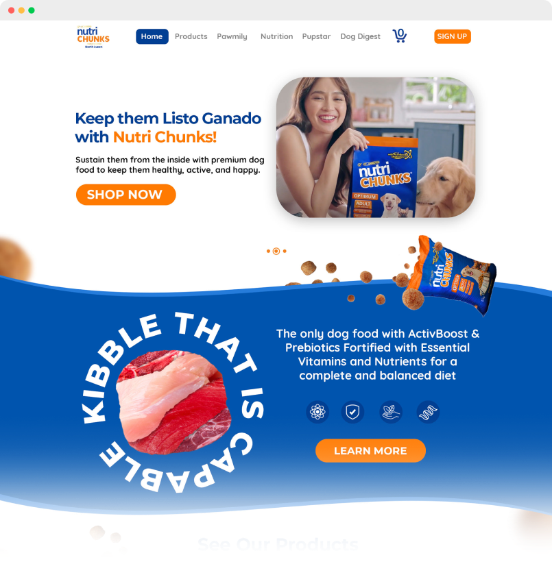 Nutri Chunks website hero