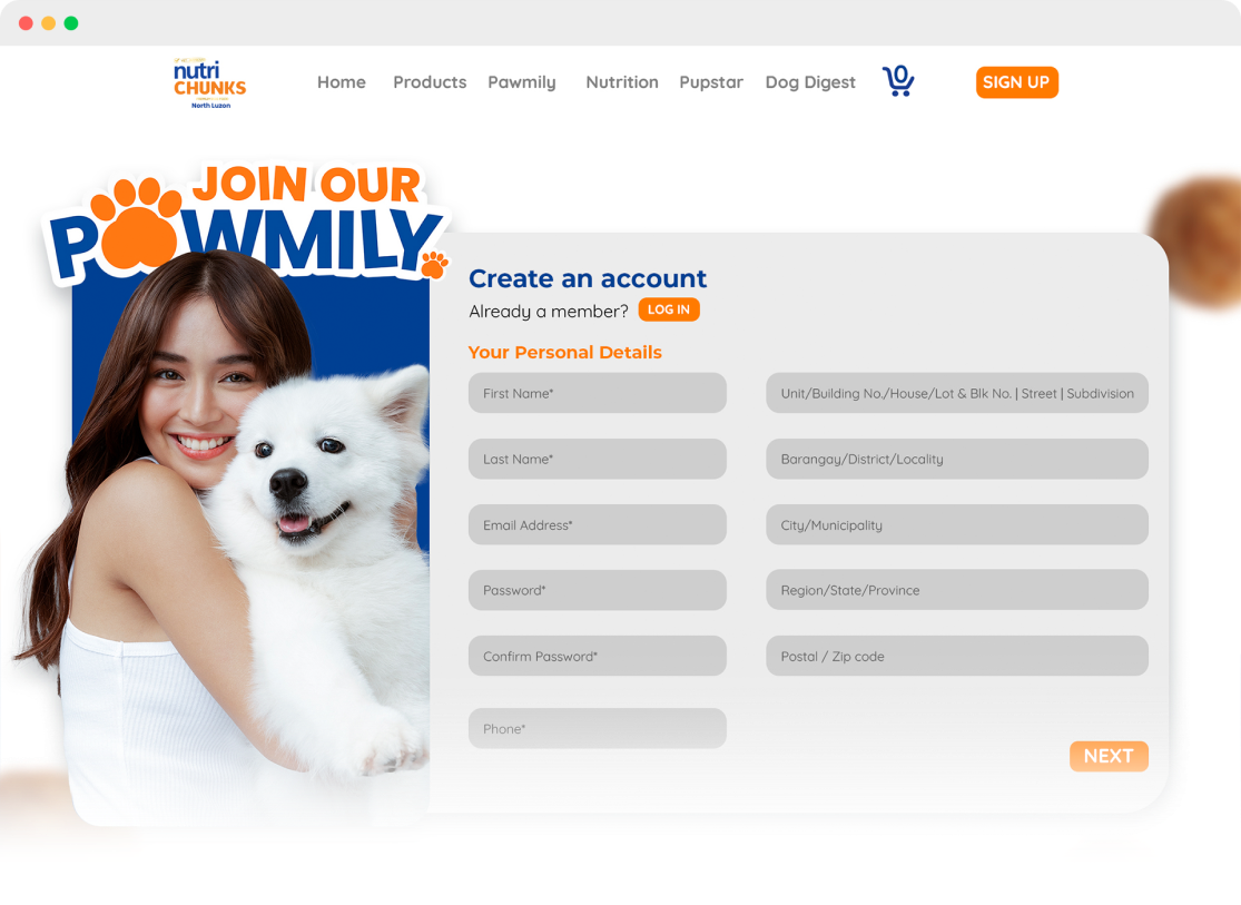 Nutri Chunks Join our Pawmily signup